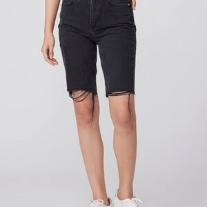 Paige Robbie High Rise Short in Black Meadow With Stringy Hem 27
